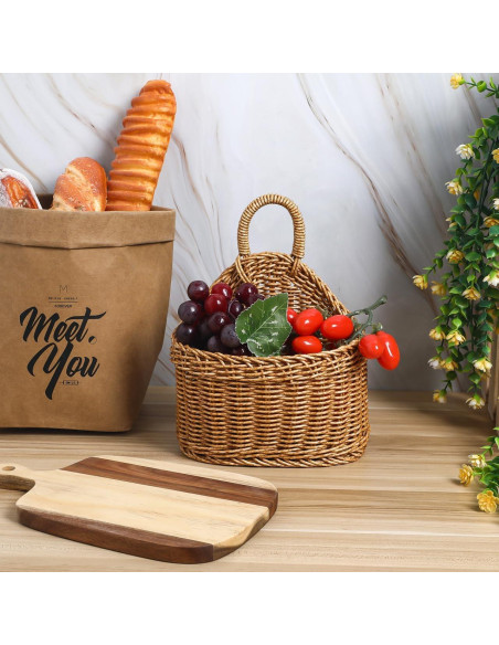 Cesta de Pared Tejida Ipetboom para Frutas y Verduras 23.6x19.1cm Cesta de Pared Tejida Ipetboom para Frutas y Verduras 23.6x19.1cm