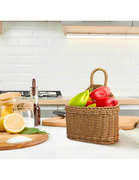 Cesta de Pared Tejida Ipetboom para Frutas y Verduras 23.6x19.1cm Cesta de Pared Tejida Ipetboom para Frutas y Verduras 23.6x19.1cm