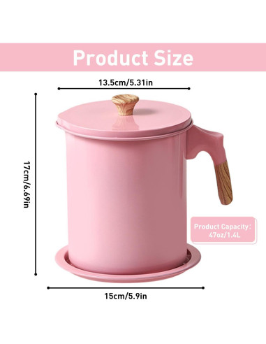 Olla Coladora de Aceite Tissting 1.4L Rosa con Filtro