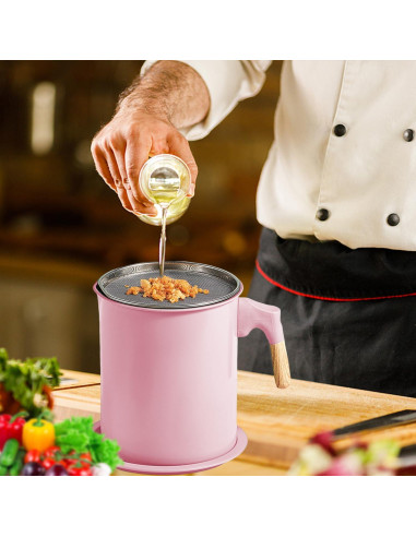 Olla Coladora de Aceite Tissting 1.4L Rosa con Filtro