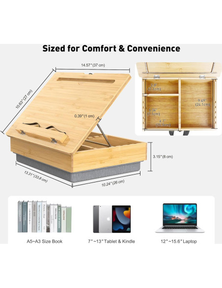 Soporte de Libro Ajustable AboveTEK con Almacenamiento - Bambú Soporte de Libro Ajustable AboveTEK con Almacenamiento - Bambú