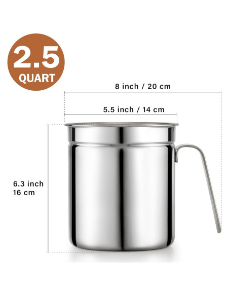Contenedor de Grasa de Tocino Cook N Home 2.5L Acero Inoxidable Contenedor de Grasa de Tocino Cook N Home 2.5L Acero Inoxidable