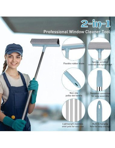 Raspador de Ventanas TLAZZ 2 en 1 con Mango Extensible 111.76 cm