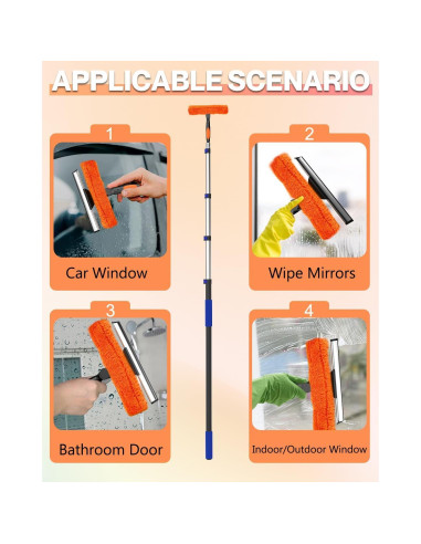 Raspador de Ventanas 2 en 1 SKGPOLE con Polo Telescópico 5-19 pies