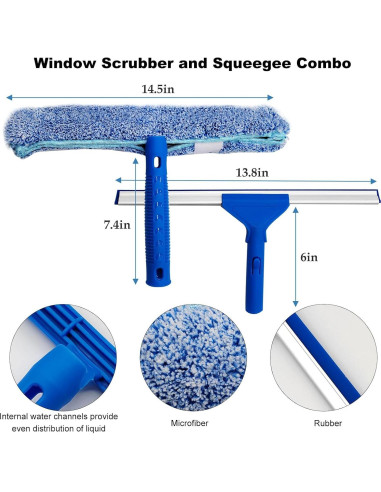 Kit Limpiador de Ventanas 35.5 cm Lahosh 2 en 1 Microfibra