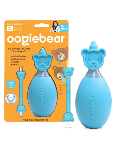 Aspirador Nasal Oogiebear BearPair Azul - Seguro y Reutilizable