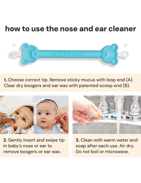 Aspirador Nasal Oogiebear BearPair Azul - Seguro y Reutilizable Aspirador Nasal Oogiebear BearPair Azul - Seguro y Reutilizable