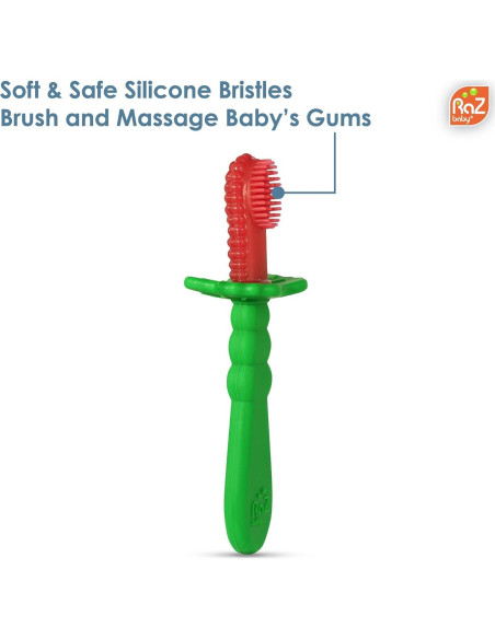 Cepillo de Dientes para Bebés RaZbaby RaZBerry - Silicona Suave Cepillo de Dientes para Bebés RaZbaby RaZBerry - Silicona Suave