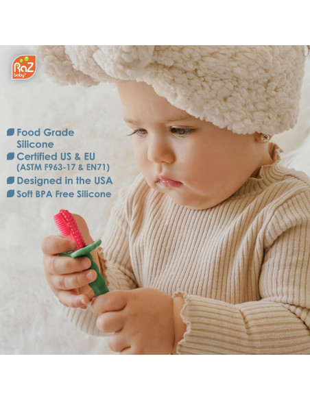 Cepillo de Dientes para Bebés RaZbaby RaZBerry - Silicona Suave Cepillo de Dientes para Bebés RaZbaby RaZBerry - Silicona Suave
