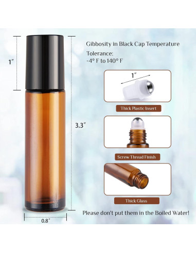 Botellas de Aceite Esencial HUAJING 24x10ml Vidrio Ámbar UV