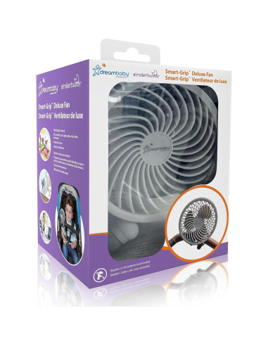 Ventilador portátil Dreambaby Smart Grip Deluxe gris, ajustable