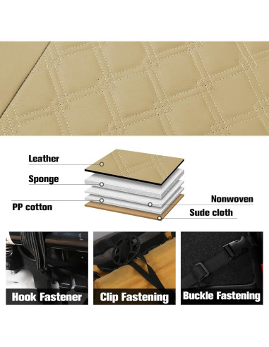 Funda de Asiento de Coche CAROMOP PU Beige Juego Completo