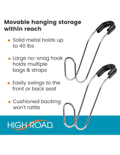 Ganchos Contour Car High Road para Reposacabezas - Soporta 18 kg 2