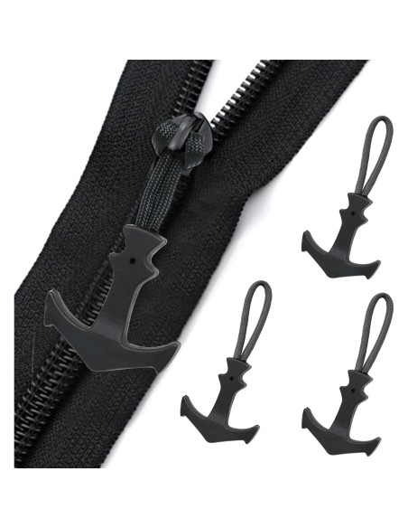 Tiradores de Cremallera Honbay 6PCS Nylon Ancla Negro Tiradores de Cremallera Honbay 6PCS Nylon Ancla Negro