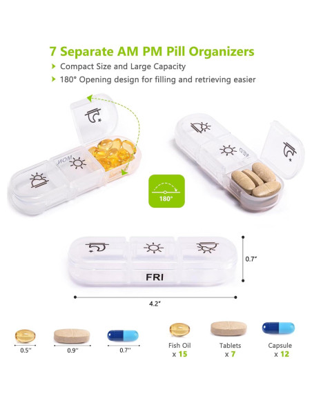 Organizador Semanal de Pastillas BAGSFY 3 Veces al Día Estuche Tela Organizador Semanal de Pastillas BAGSFY 3 Veces al Día Estuche Tela