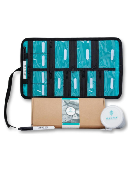 Organizador de Pastillas de Viaje TravPak - Estuche Resistente al Agua con 11 Compartimentos Organizador de Pastillas de Viaje TravPak - Estuche Resistente al Agua con 11 Compartimentos