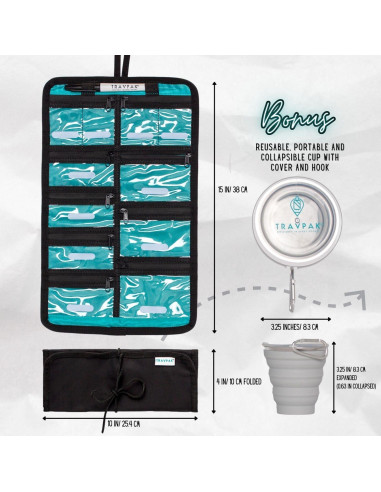 Organizador de Pastillas de Viaje TravPak - Estuche Resistente al Agua con 11 Compartimentos