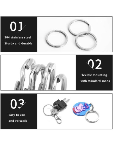 Anillos de Llave de Acero Inoxidable Biyrly 10 Piezas 21mm