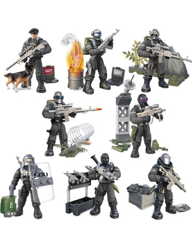 Set de Bloques de Construcción Militar GUANGDONG 8 Figuras SWAT
