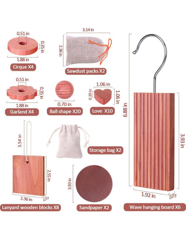 Bloques de Cedro para Almacenamiento de Ropa 56 Pcs - Woodever