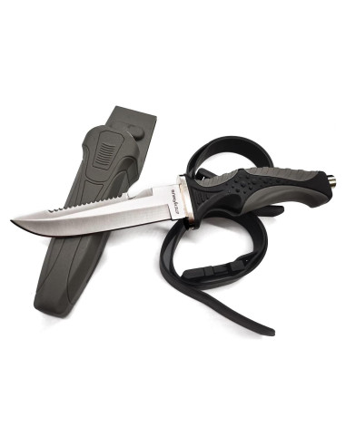 Cuchillo de buceo BOffer con funda y correas - Acero inoxidable