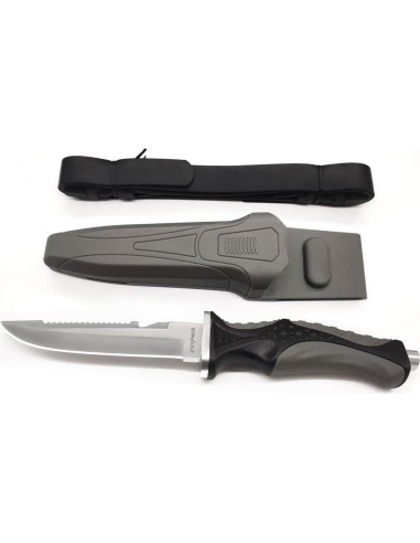 Cuchillo de buceo BOffer con funda y correas - Acero inoxidable
