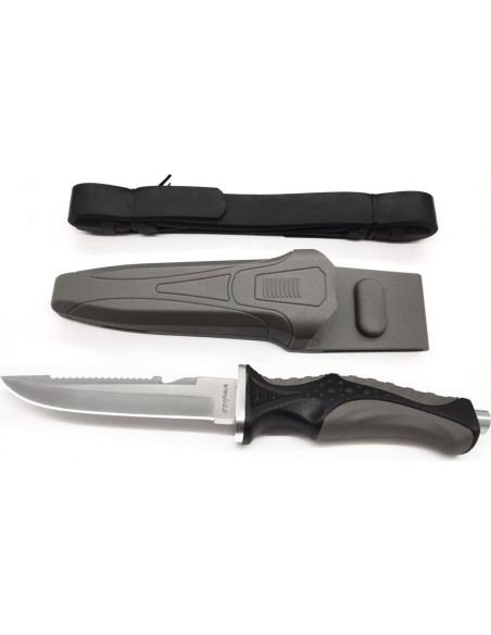 Cuchillo de buceo BOffer con funda y correas - Acero inoxidable Cuchillo de buceo BOffer con funda y correas - Acero inoxidable