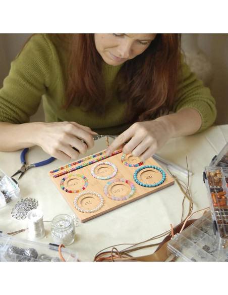 Tablero de cuentas Petoysoso para hacer joyas de bambú 26.5x20cm Tablero de cuentas Petoysoso para hacer joyas de bambú 26.5x20cm