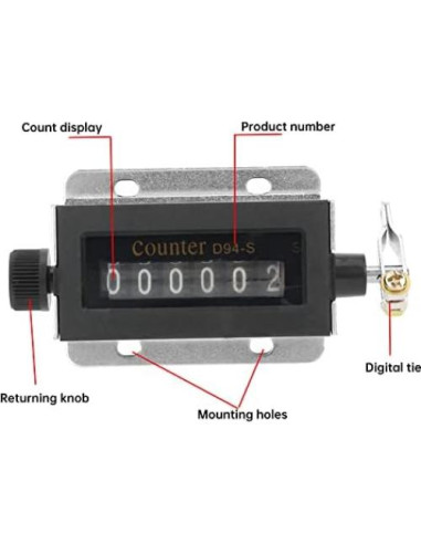 Contador Mecánico Walfront D94-S 6 Dígitos Resettable