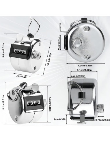 Contador Manual Clicker Othmro 2 Pcs Metal Plata 9999