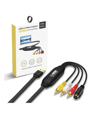 Convertidor de VHS a Digital 1080P CLLGrocery USB RCA
