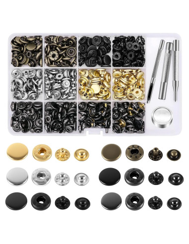 Kit de Botones de Cuero Alritz 120 Sets 12.5mm 6 Colores