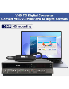 Convertidor de VHS a Digital 1080P CLLGrocery USB RCA 2