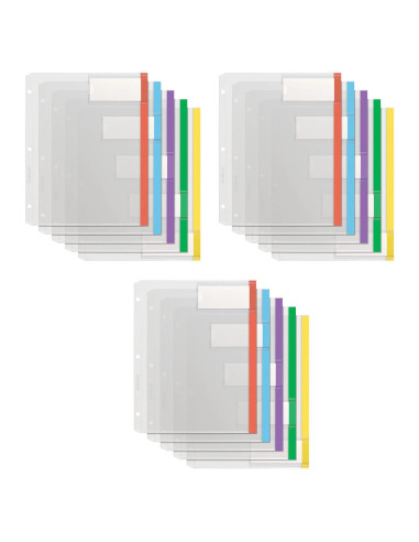 Separadores de plástico Oxford 5 pestañas multicolor 3 juegos