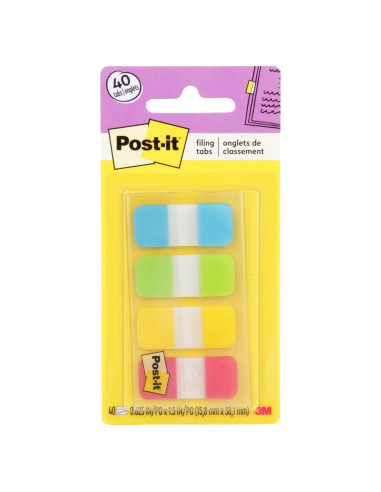 Pestañas Post-it 1.59 cm 40 unidades 4 colores Aqua Lima Amarillo Rojo