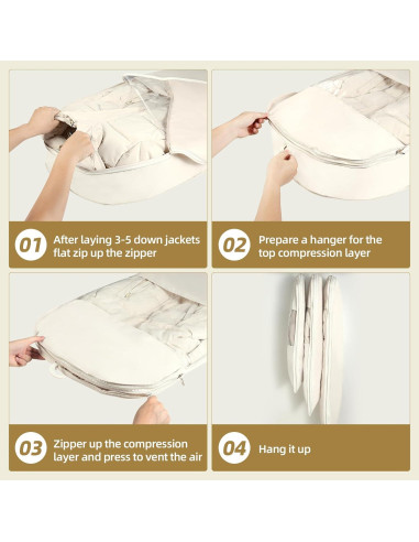 Bolsa de Ropa Colgante Ahorra Espacio 3Pcs Beige