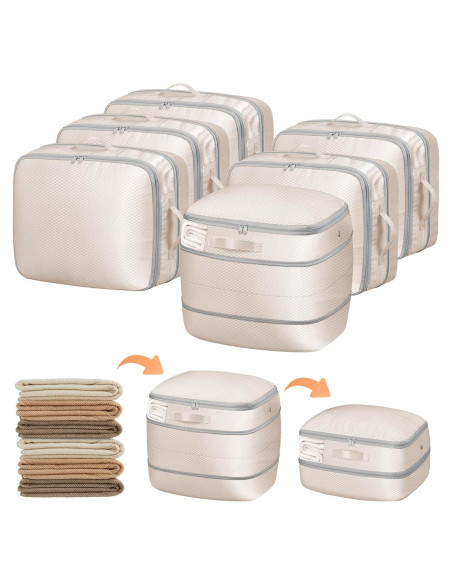 Bolsas de Almacenamiento DIMJ 6 Paquete Compresión 39L Beige Bolsas de Almacenamiento DIMJ 6 Paquete Compresión 39L Beige
