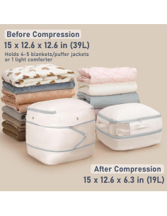 Bolsas de Almacenamiento DIMJ 6 Paquete Compresión 39L Beige 2