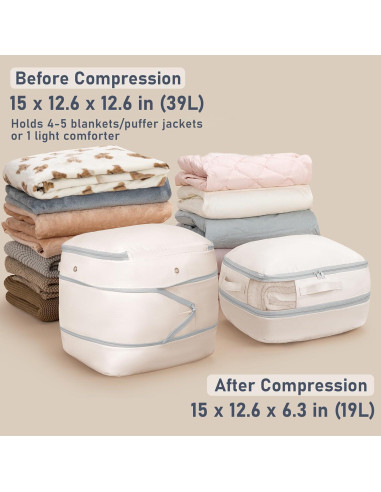 Bolsas de Almacenamiento DIMJ 6 Paquete Compresión 39L Beige