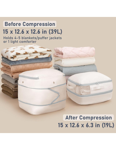 Bolsas de Almacenamiento DIMJ 6 Paquete Compresión 39L Beige Bolsas de Almacenamiento DIMJ 6 Paquete Compresión 39L Beige