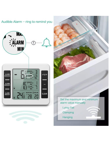 Termómetro Digital JXTZ para Refrigerador y Congelador con Alarma