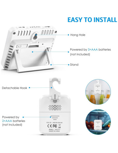 Termómetro Inalámbrico AMIR WA150KM con Alarma y Pantalla LCD 3.7"