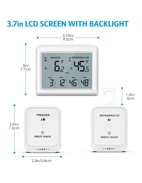 Termómetro Inalámbrico AMIR WA150KM con Alarma y Pantalla LCD 3.7" Termómetro Inalámbrico AMIR WA150KM con Alarma y Pantalla LCD 3.7"