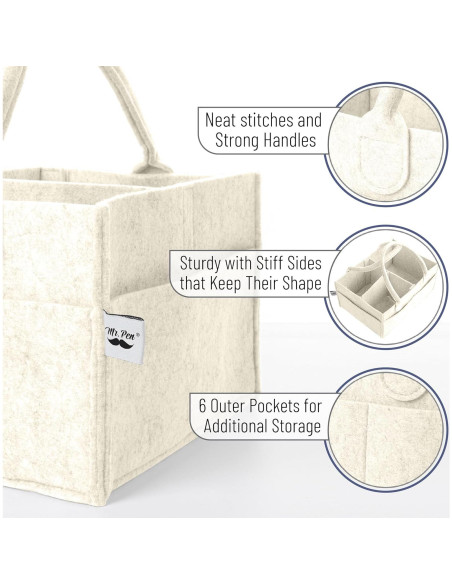 Organizador de Pañales Mr. Pen Beige - 31.75x25.4x16 cm Organizador de Pañales Mr. Pen Beige - 31.75x25.4x16 cm