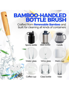 Set de Limpiadores de Botellas Holikme 5 Piezas Bambú 35.56 cm 2