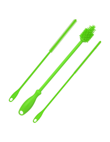 Juego de 3 cepillos de silicona PEUTIER para botellas y pajitas Juego de 3 cepillos de silicona PEUTIER para botellas y pajitas