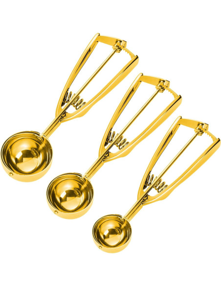 Juego de Cucharas para Galletas JUNADAEL, 3 Tamaños, Dorado Juego de Cucharas para Galletas JUNADAEL, 3 Tamaños, Dorado