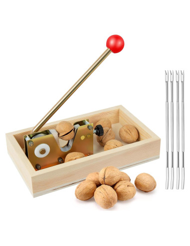 Rompedor de Nueces NIZODO con Base de Madera y 4 Picos