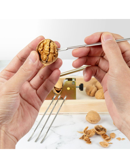 Rompedor de Nueces NIZODO con Base de Madera y 4 Picos Rompedor de Nueces NIZODO con Base de Madera y 4 Picos