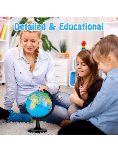 Globo Terráqueo Mini Wizdar 14 cm Educativo Rotativo